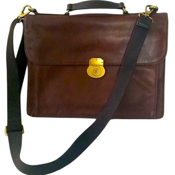 Fossil Estate Port Vintage Rare Briefcase Computer Tote Genuine Leather Bag